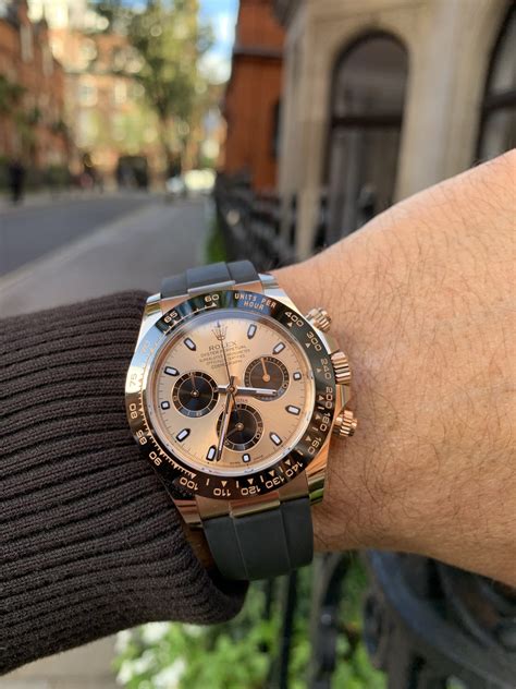 rolex daytona rose gold oysterflex for sale|rolex daytona with oysterflex strap.